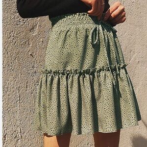Green printed boho Skirt